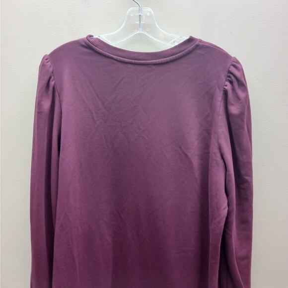 Boden Stretch Puff Sleeve Crew Neck Dress Winter Burgundy Maroon Size 16R - Picture 10 of 10